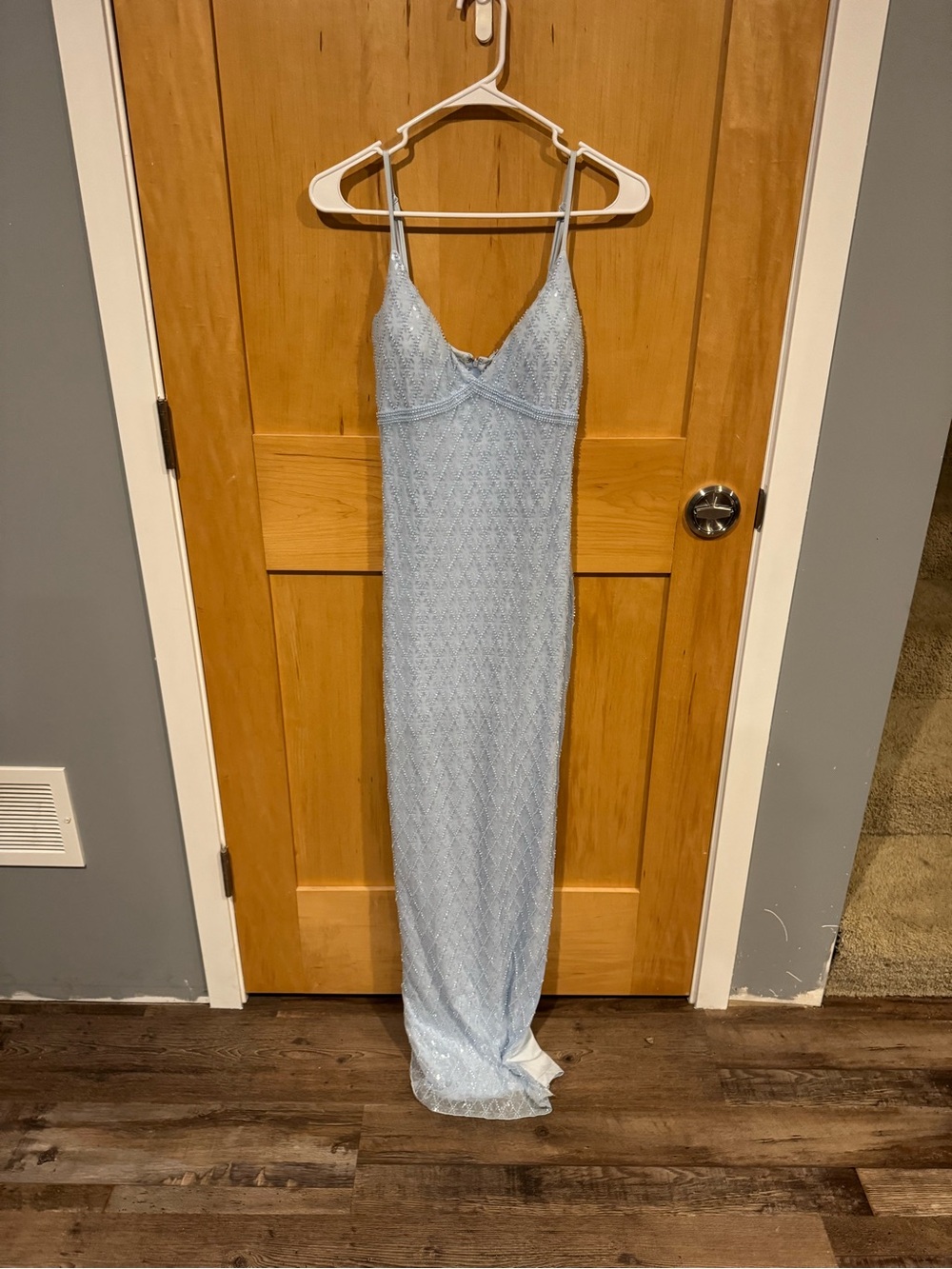 Windsor Light Blue Beaded Slip Maxi Dress